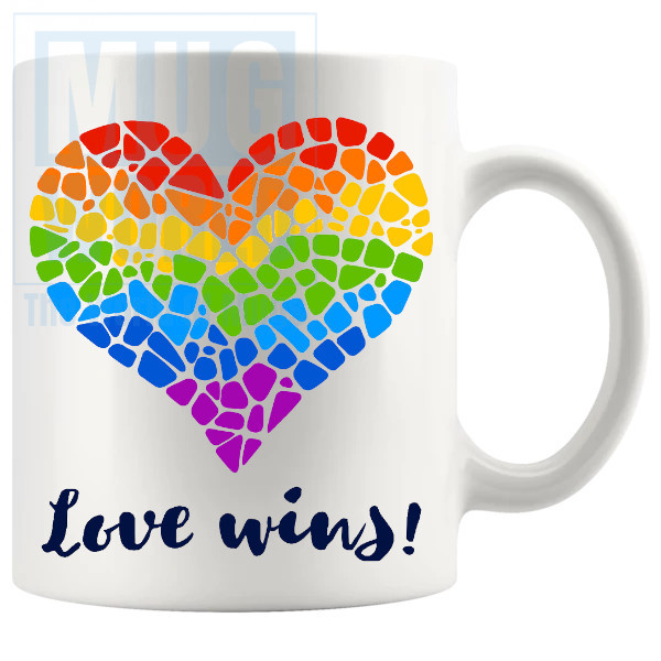 Love Wins Heart LGBTQ Mug