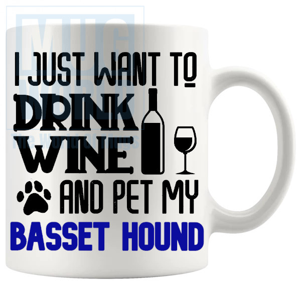 Pet My Basset Hound Mug In Blue