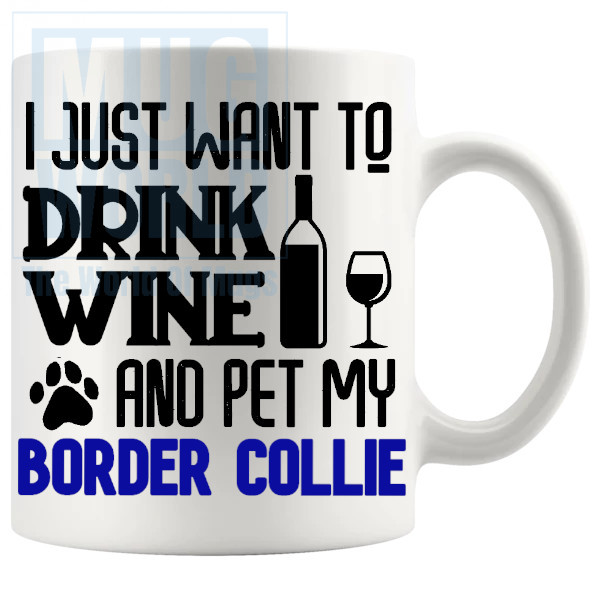 Pet My Border Collie Mug In Blue