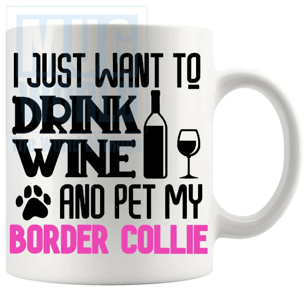 Pet My Border Collie Mug In Pink