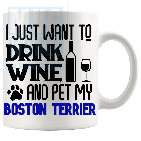 Pet My Boston Terrier Mug In Blue