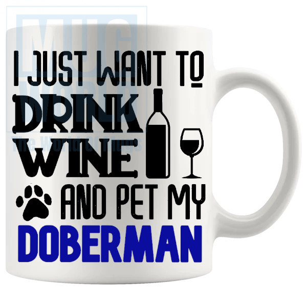 Pet My Doberman Mug In Blue