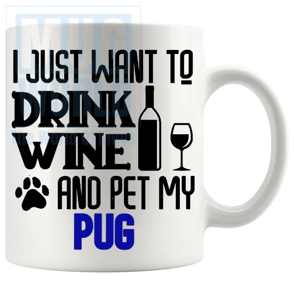 Pet My Pug Mug In Blue