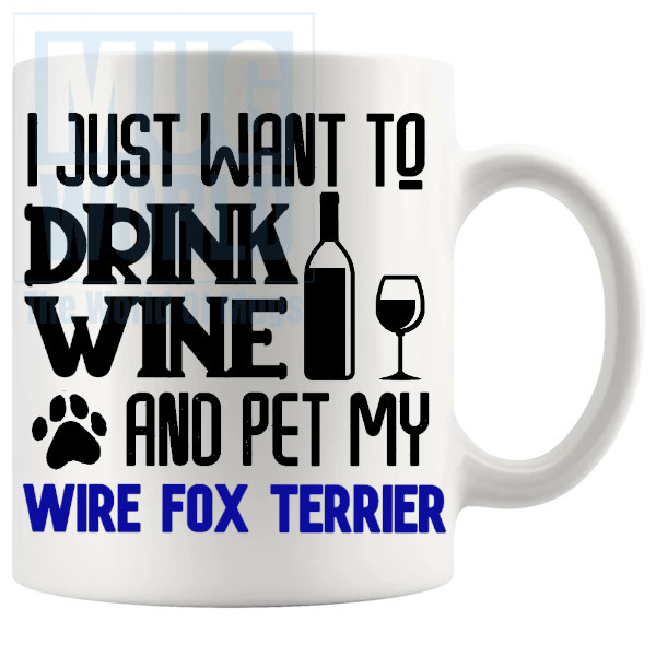 Pet My Wire Fox Terrier Mug In Blue