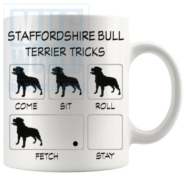 Staffordshire Bull Terrier Tricks Mug - Novelty Handmade Gifts