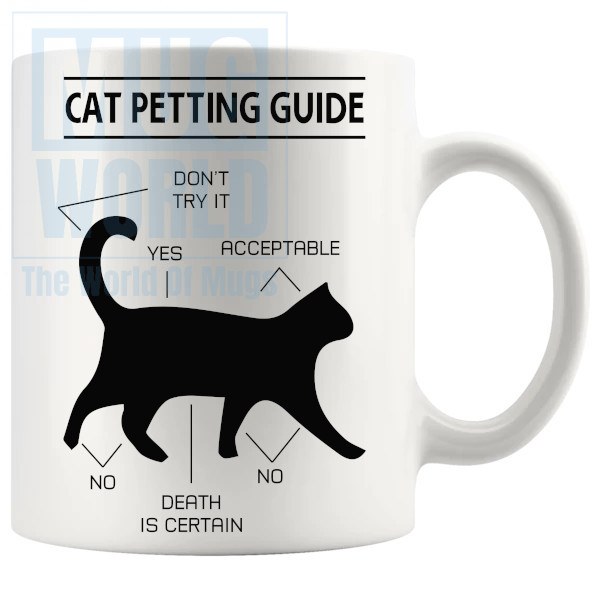 Cat Petting Guide Mug - Novelty Handmade Gifts