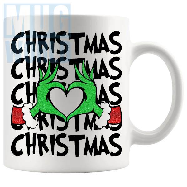 Christmas Grinch v2 Mug funny secret santa gift design on a white mug