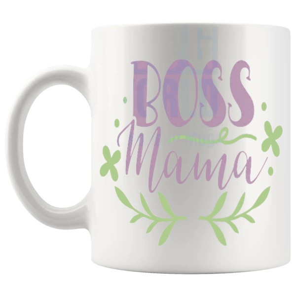 Boss Mama Mug boss mama message gift for mama shown with handle on the left