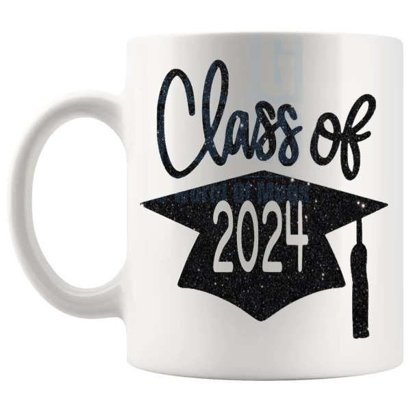 Class Of 2024 Graduation Mug keepsake gift shown with handle on the left