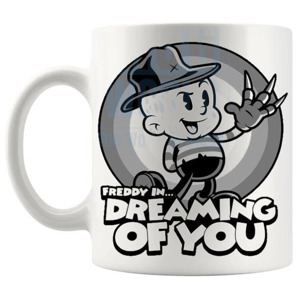 Dreaming Of You Mug funny horror fan gift shown with handle on the left