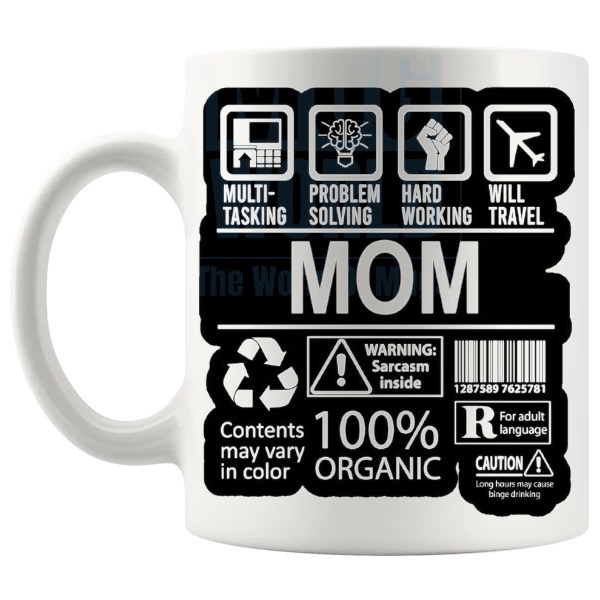 Hard Working Mom Mug appreciation gift for mom or busy mum shown with handle on the left