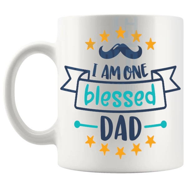 I Am One Blessed Dad Mug dad gift shown with handle on the left