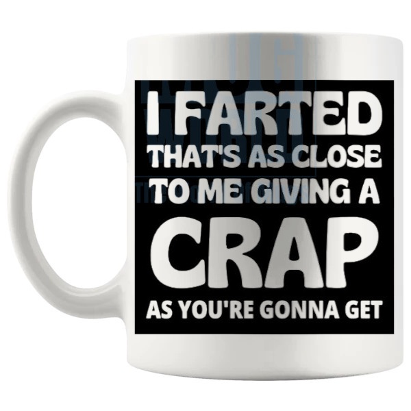 I Farted Mug funny rude toilet humour gift shown with handle on the left