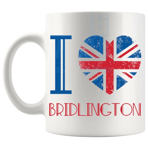 I Love Bridlington Mug local pride gift for anyone who loves Bridlington shown with handle on the left