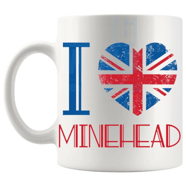 I LOVE MINEHEAD MUG left handle