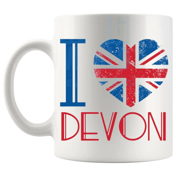 I Love Devon Mug left handle