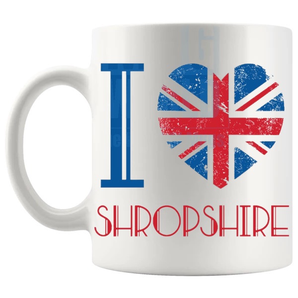 I Love Shropshire Mug left handle