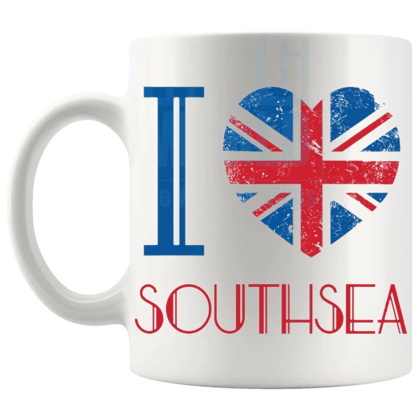 I Love Southsea Mug left handle