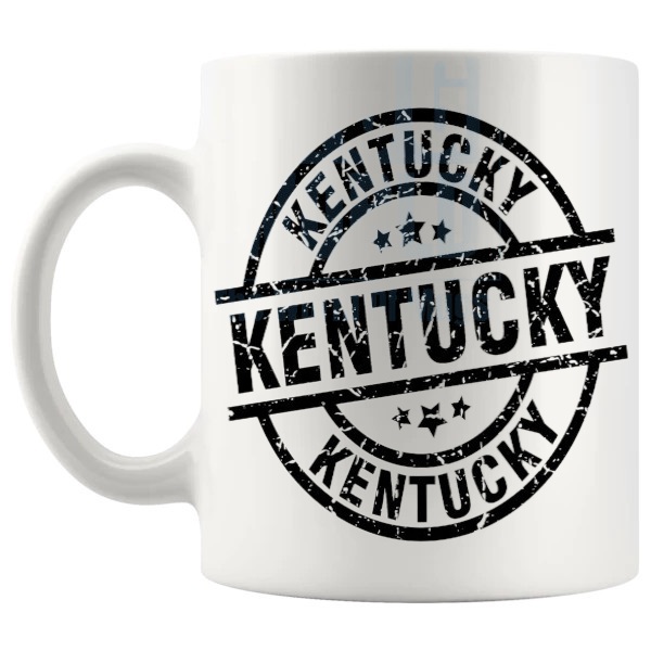 Kentucky Mug travel gift for anyone with a connection to Kentucky shown with handle on the left