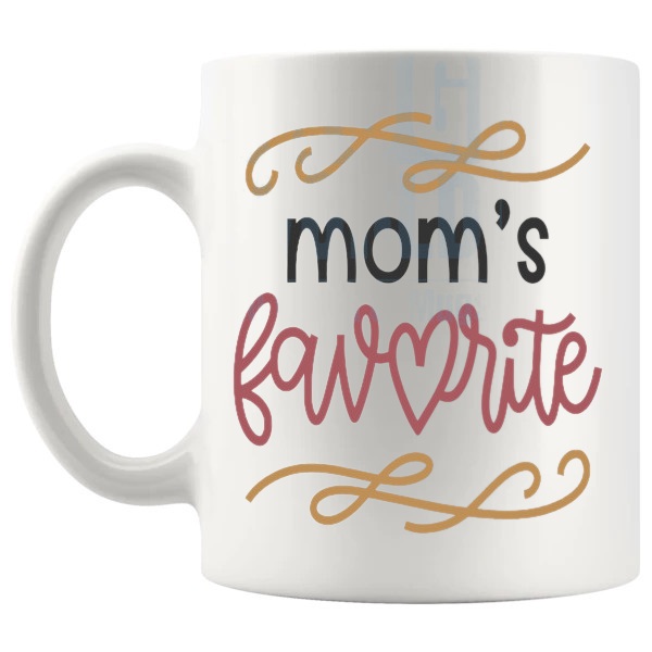 Mom's Favourite Mug favourite-child joke gift for mom shown with handle on the left