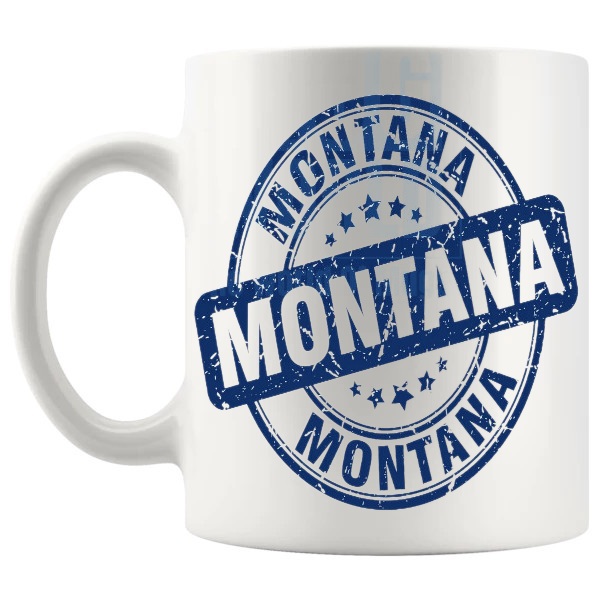 Montana Mug travel gift for anyone with a connection to Montana shown with handle on the left