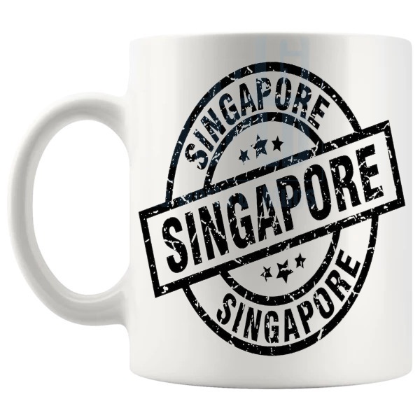 Singapore Mug travel gift for anyone with a connection to Singapore shown with handle on the left