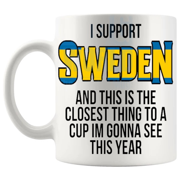 Sweden Closest Thing To A Cup Mug funny unofficial football supporter gift shown with handle on the left