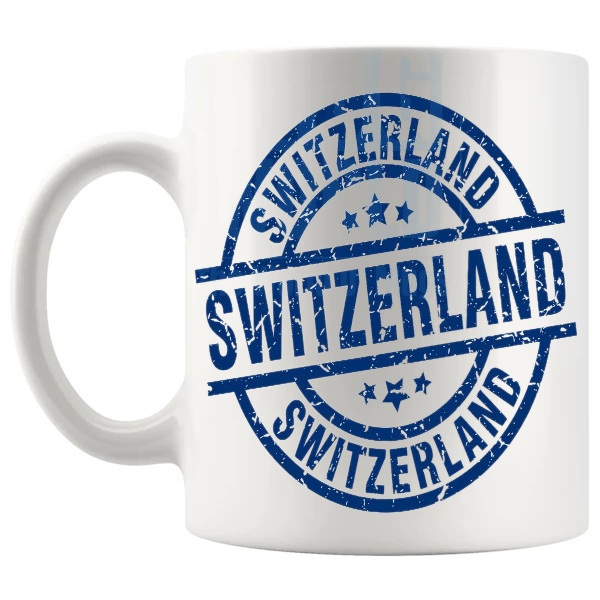 Switzerland Mug travel gift for anyone with a connection to Switzerland shown with handle on the left
