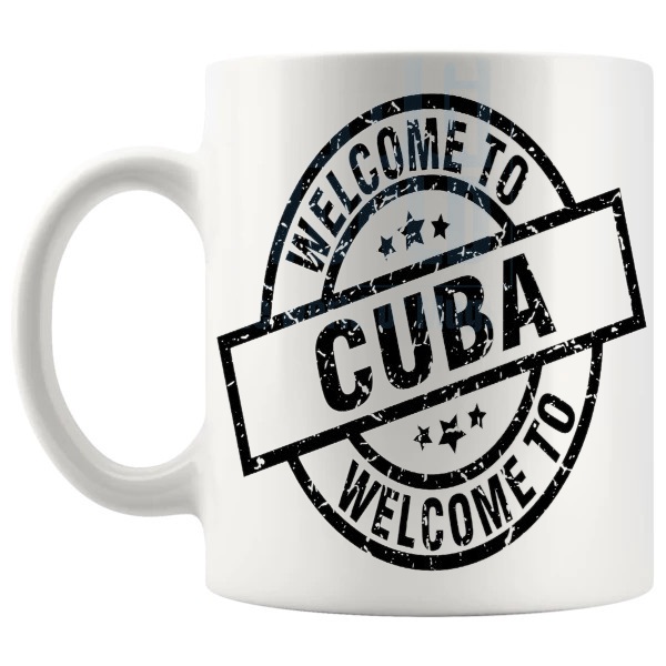 Welcome To Cuba Mug travel gift for anyone who loves Cuba shown with handle on the left