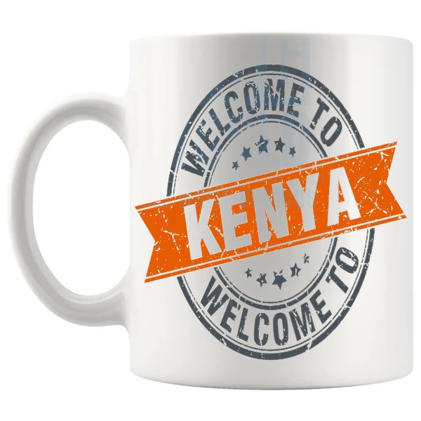 Welcome To Kenya Mug travel gift for anyone who loves Kenya shown with handle on the left