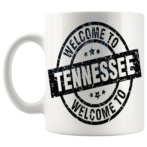 Welcome To Tennessee Mug travel gift for anyone who loves Tennessee shown with handle on the left