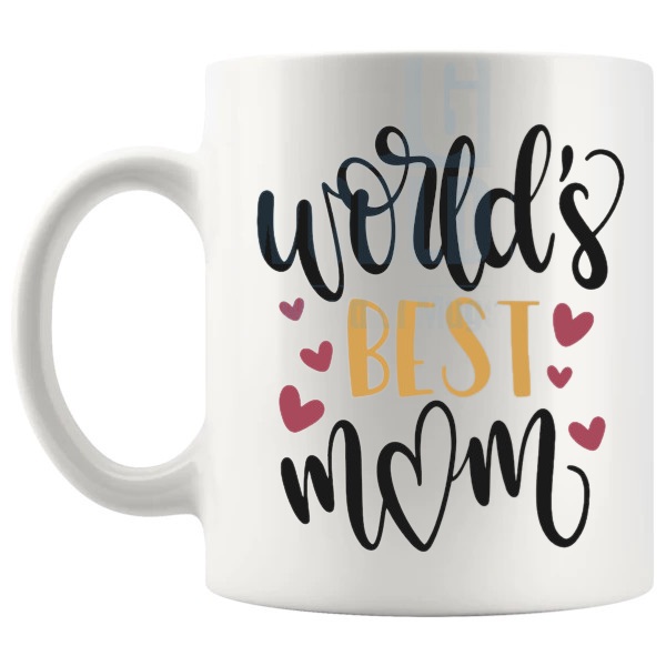 World's Best Mom Mug classic best-mom message gift for mom shown with handle on the left
