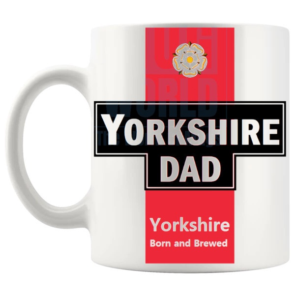 Yorkshire Dad Mug dad gift shown with handle on the left