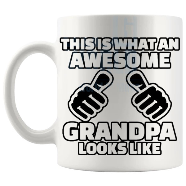 Awesome Grandpa In Black Mug Design 2 bold family gift for Grandpa shown with handle on the left