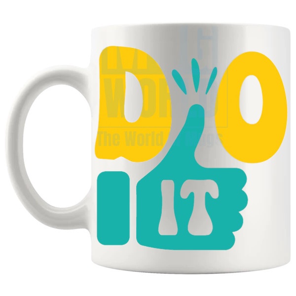 Do It Mug with “Do It” text design shown with handle on the left