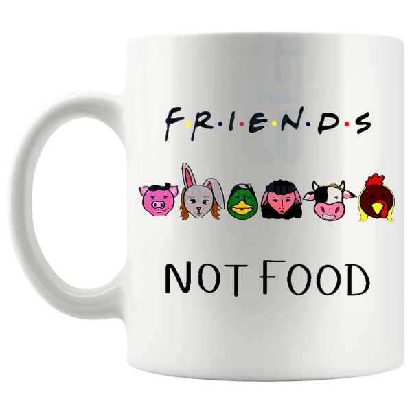 Friends Not Food no.3 Mug shown with handle on the left